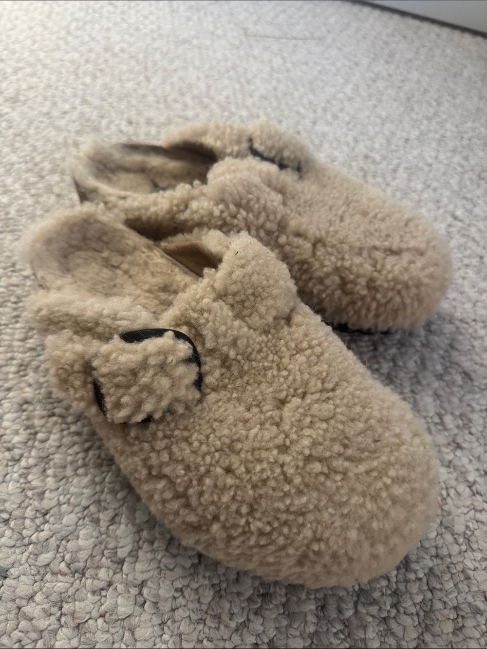 Papillio Fuzzy Slip-On Clogs in Light Beige
